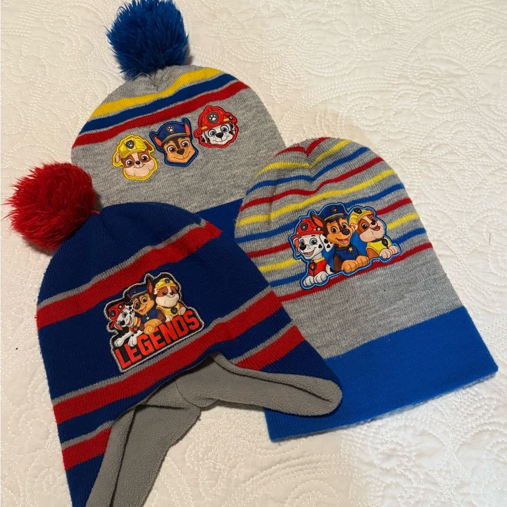 Paw Patrol Colorful Kids' Beanie 3 hat Set - toddler‎ 3-5T